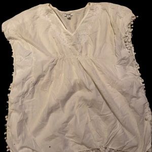 NEW! White cotton embroidered coverup S